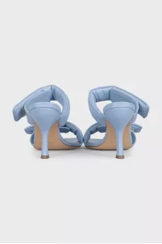 Blue leather mules with velcro