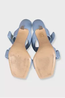 Blue leather mules with velcro