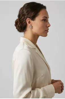 Earrings with crystals in the shape of a logo