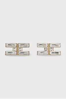 Earrings with crystals in the shape of a logo