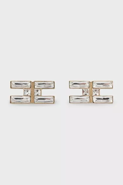 Earrings with crystals in the shape of a logo