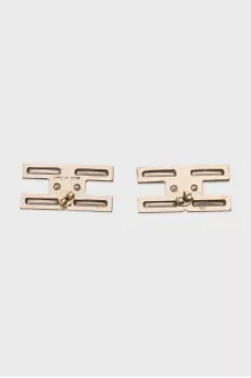 Earrings with crystals in the shape of a logo