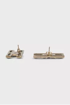 Earrings with crystals in the shape of a logo
