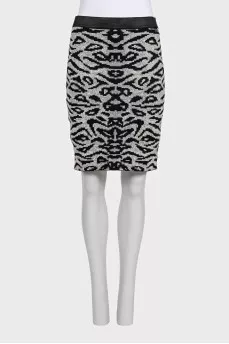 Gray printed pencil skirt