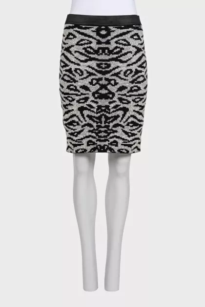 Gray printed pencil skirt