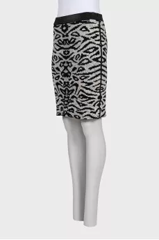 Gray printed pencil skirt