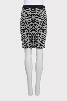 Gray printed pencil skirt