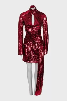 Red dress decorated with sequins