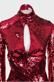 Red dress decorated with sequins