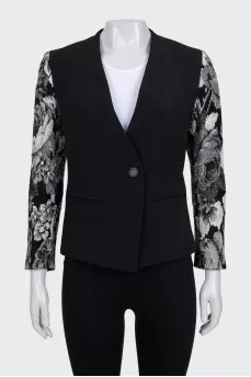 Cropped jacket with printed sleeves
