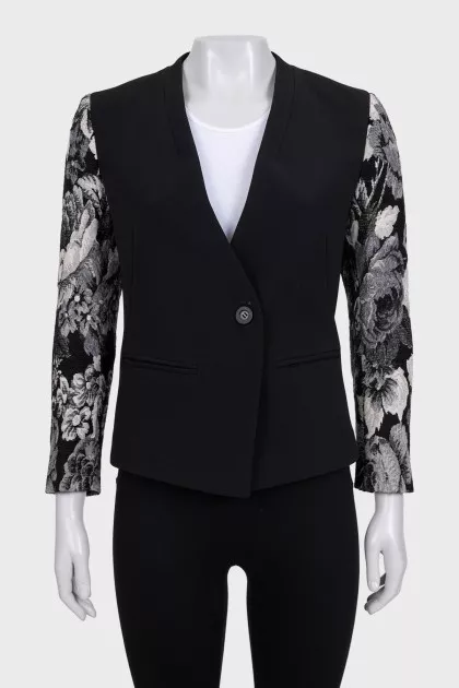 Cropped jacket with printed sleeves