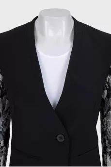 Cropped jacket with printed sleeves