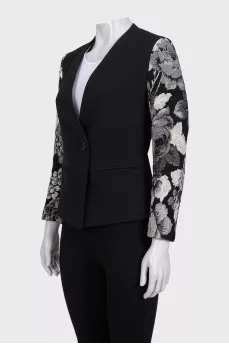 Cropped jacket with printed sleeves