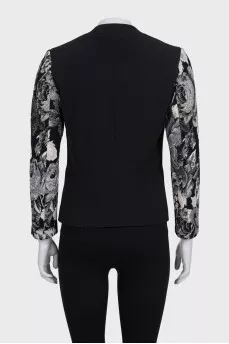 Cropped jacket with printed sleeves