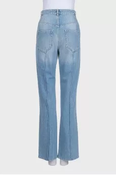 Light blue straight fit jeans with decorative seam