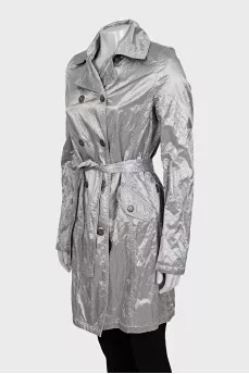 Silver double-breasted coat