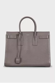 Gray leather tote Sac de Jour