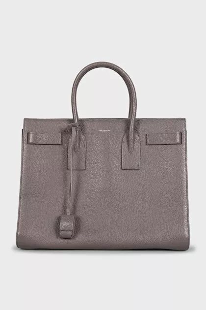 Gray leather tote Sac de Jour
