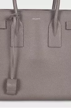 Gray leather tote Sac de Jour