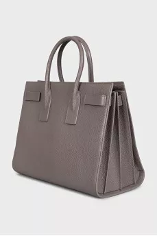 Gray leather tote Sac de Jour