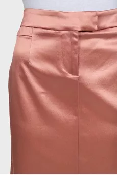 Pink satin pencil skirt