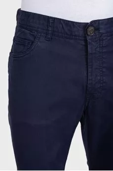 Men's blue trousers with leather jacron