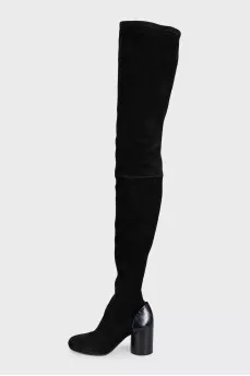 Black over-the-knee boots with heels