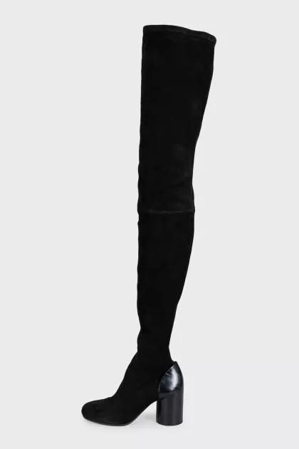 Black over-the-knee boots with heels