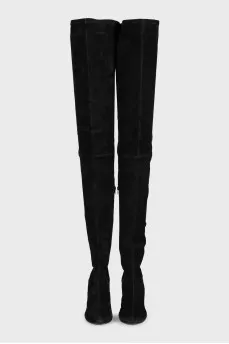 Black over-the-knee boots with heels