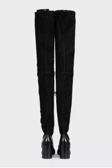 Black over-the-knee boots with heels