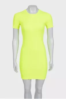 Green ribbed bodycon dress
