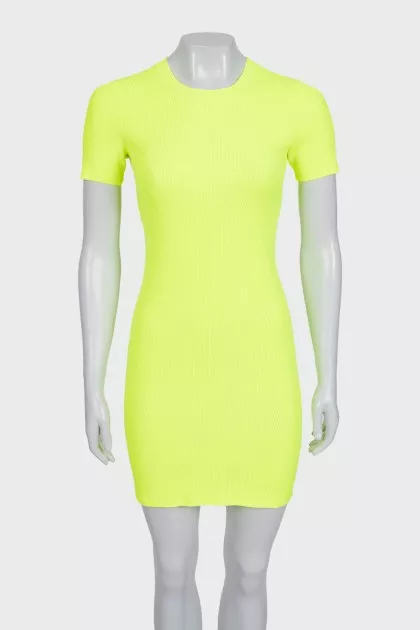 Green ribbed bodycon dress