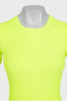 Green ribbed bodycon dress