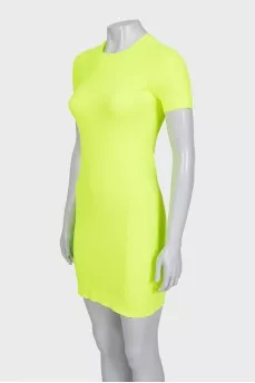 Green ribbed bodycon dress