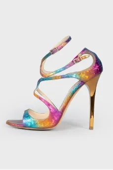 Rainbow sandals with embossing