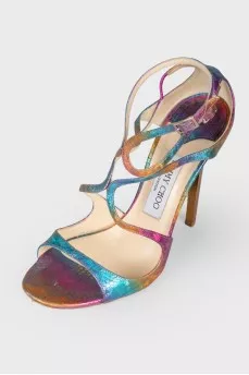 Rainbow sandals with embossing