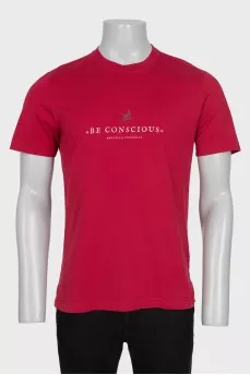 Men's red t-shirt with text print