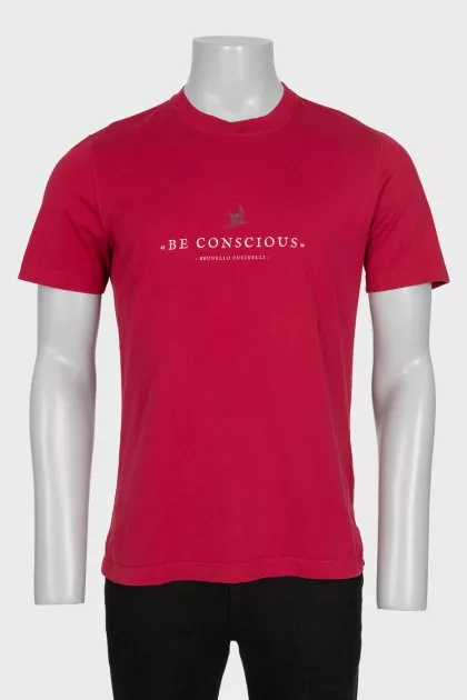 Men's red t-shirt with text print