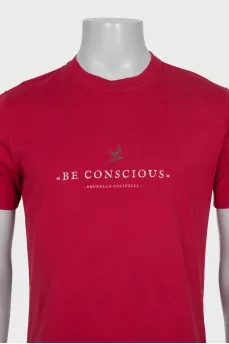 Men's red t-shirt with text print