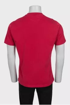 Men's red t-shirt with text print