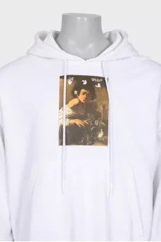 Men's white hoodie with print