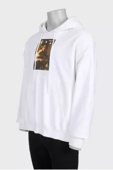 Men's white hoodie with print