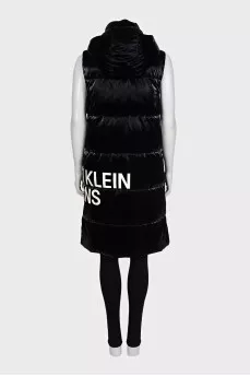 Black long vest with signature print