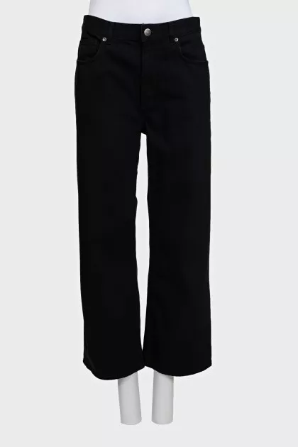 Black straight fit high-waist jeans