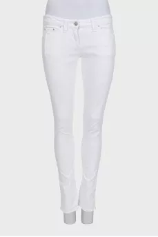 White skinny fit low rise jeans