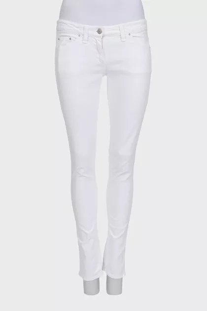 White skinny fit low rise jeans