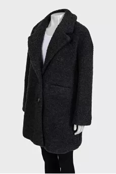 Straight-cut teddy coat with buttons