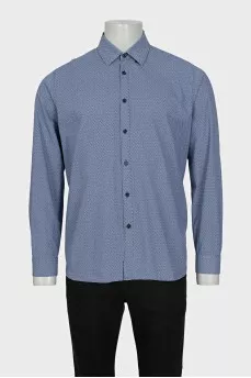 Men's light blue button-down shirt with a small print
