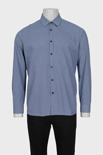 Men's light blue button-down shirt with a small print