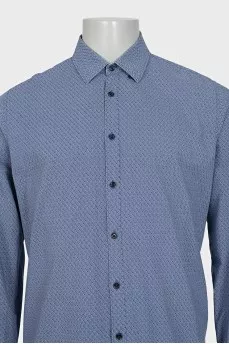 Men's light blue button-down shirt with a small print